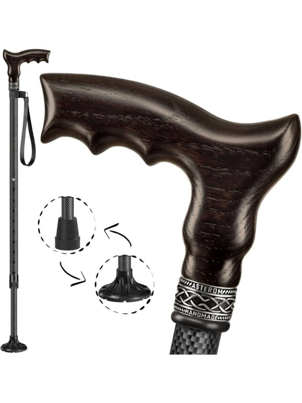 Lightweight Adjustable Carbon Fiber Cane - Ergonomic Walking Stick for Seniors